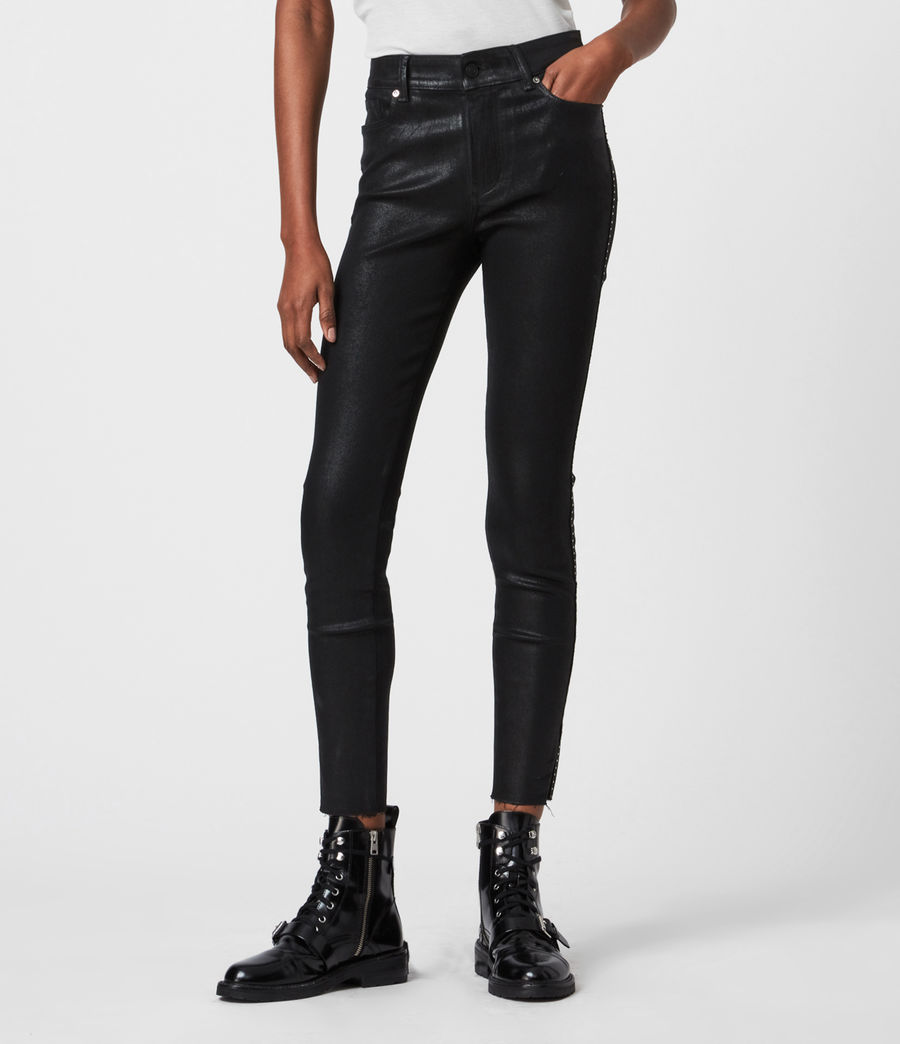 mid rise black jeans womens