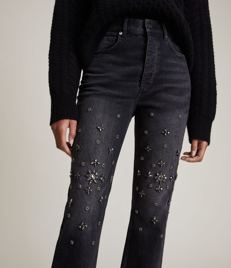 Femmes Evie High-Rise Embellished Slim Jeans (washed_black) - Image 2