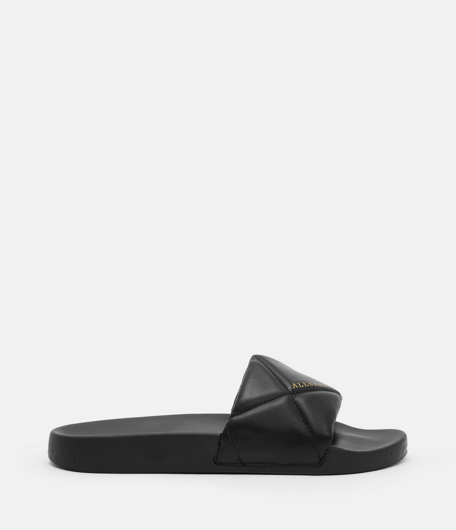 Womens Bell Leather Slides (black) - Image 1