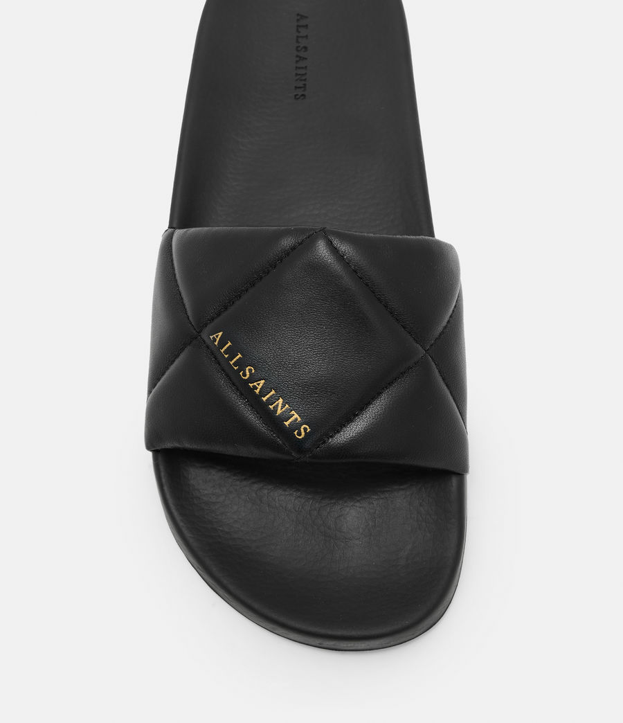 Damen Bell Leather Sliders (black) - Image 3
