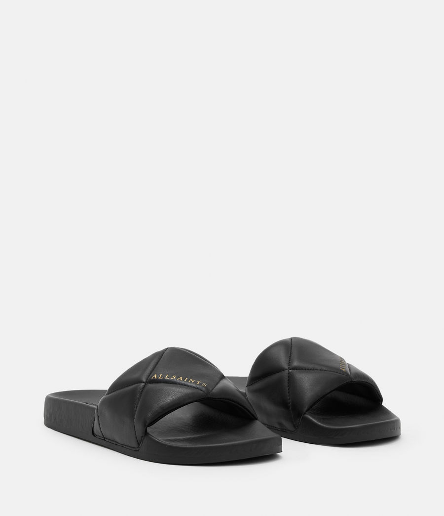 Damen Bell Leather Sliders (black) - Image 4