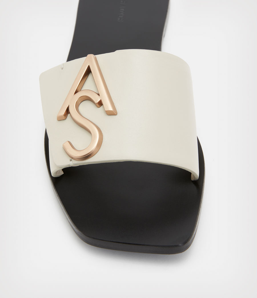 Womens Klara Leather Sandals (stone_white) - Image 2