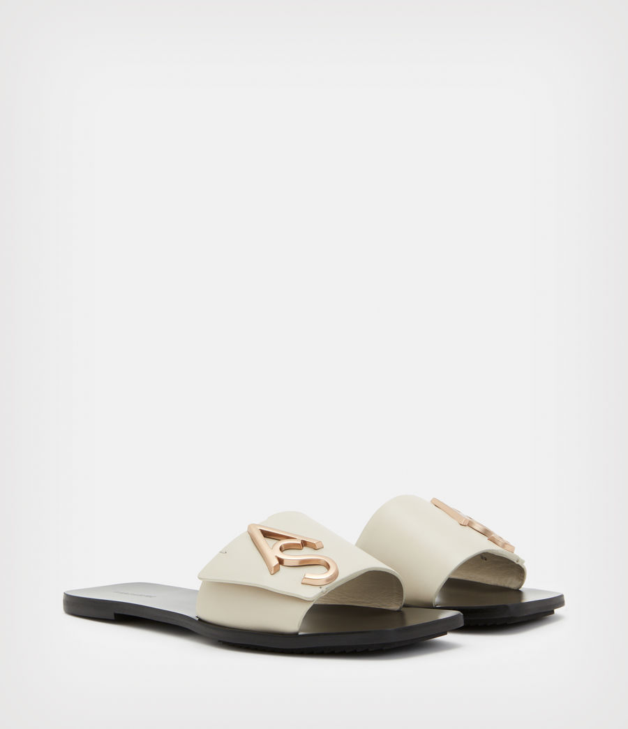 Womens Klara Leather Sandals (stone_white) - Image 3