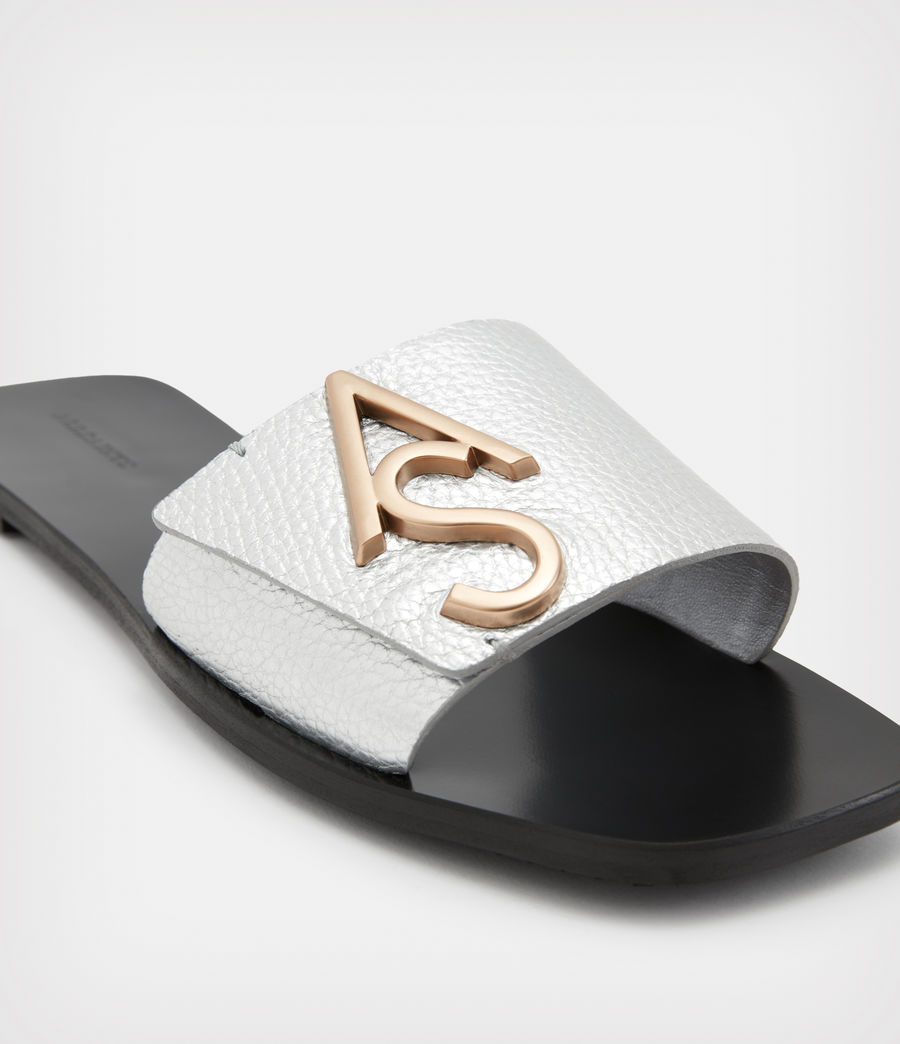 Women's Klara Metallic Leather Sandals (silver) - Image 4