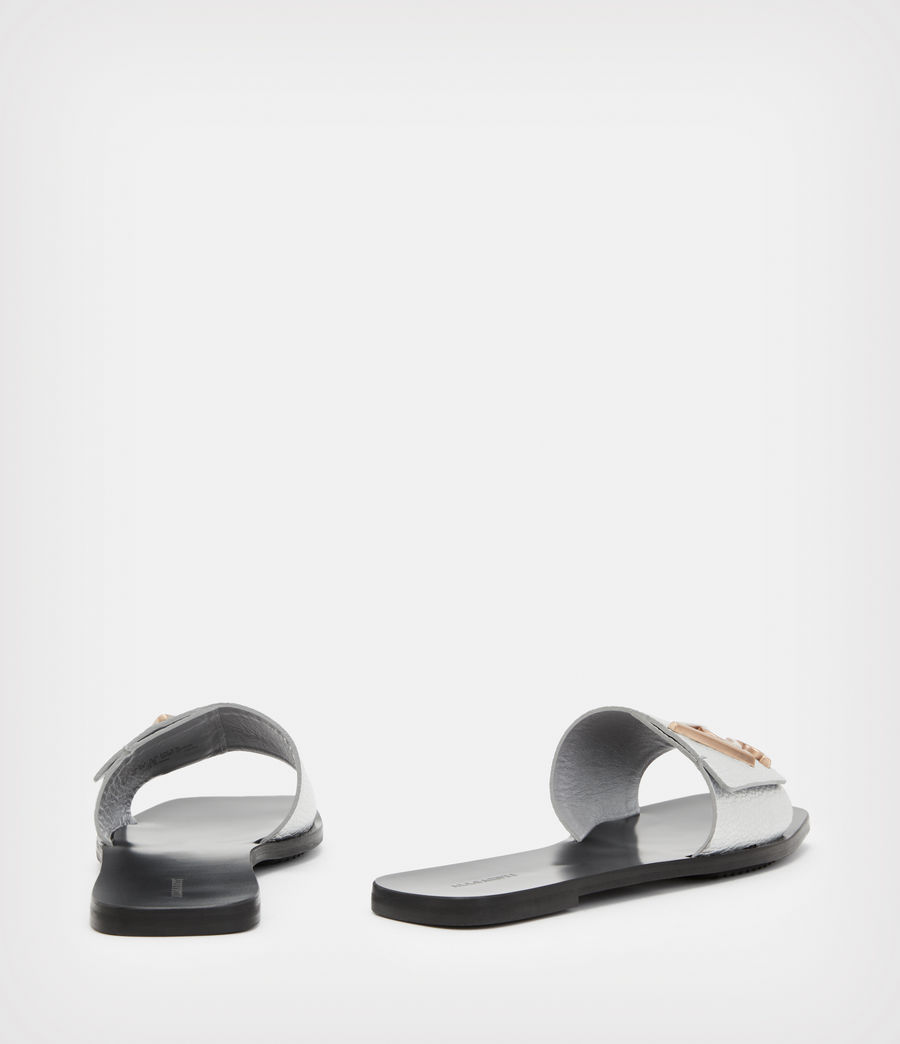 Womens Klara Metallic Leather Sandals (silver) - Image 5