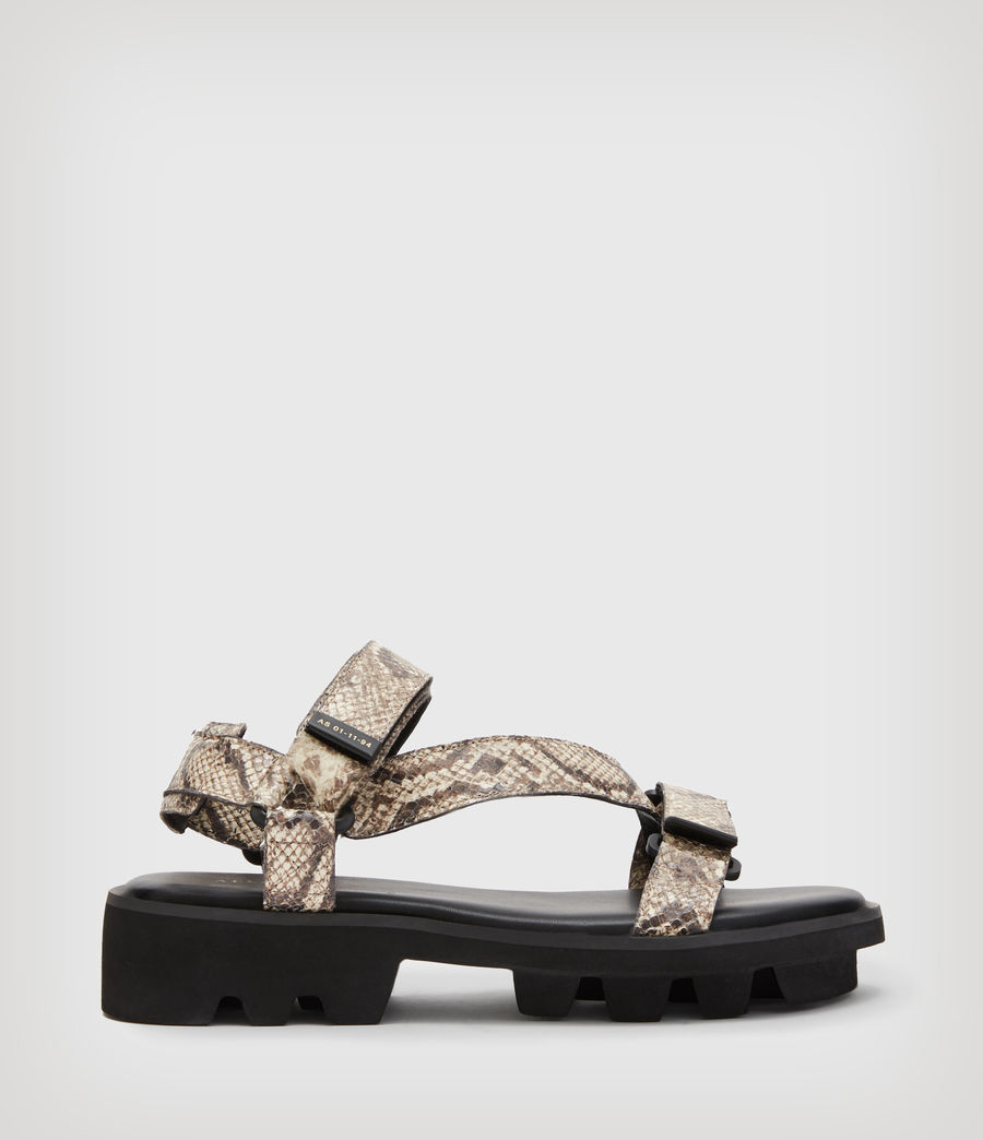 Women's Atlanta Leather Snake Effect Sandals (taupe_grey) - Image 2