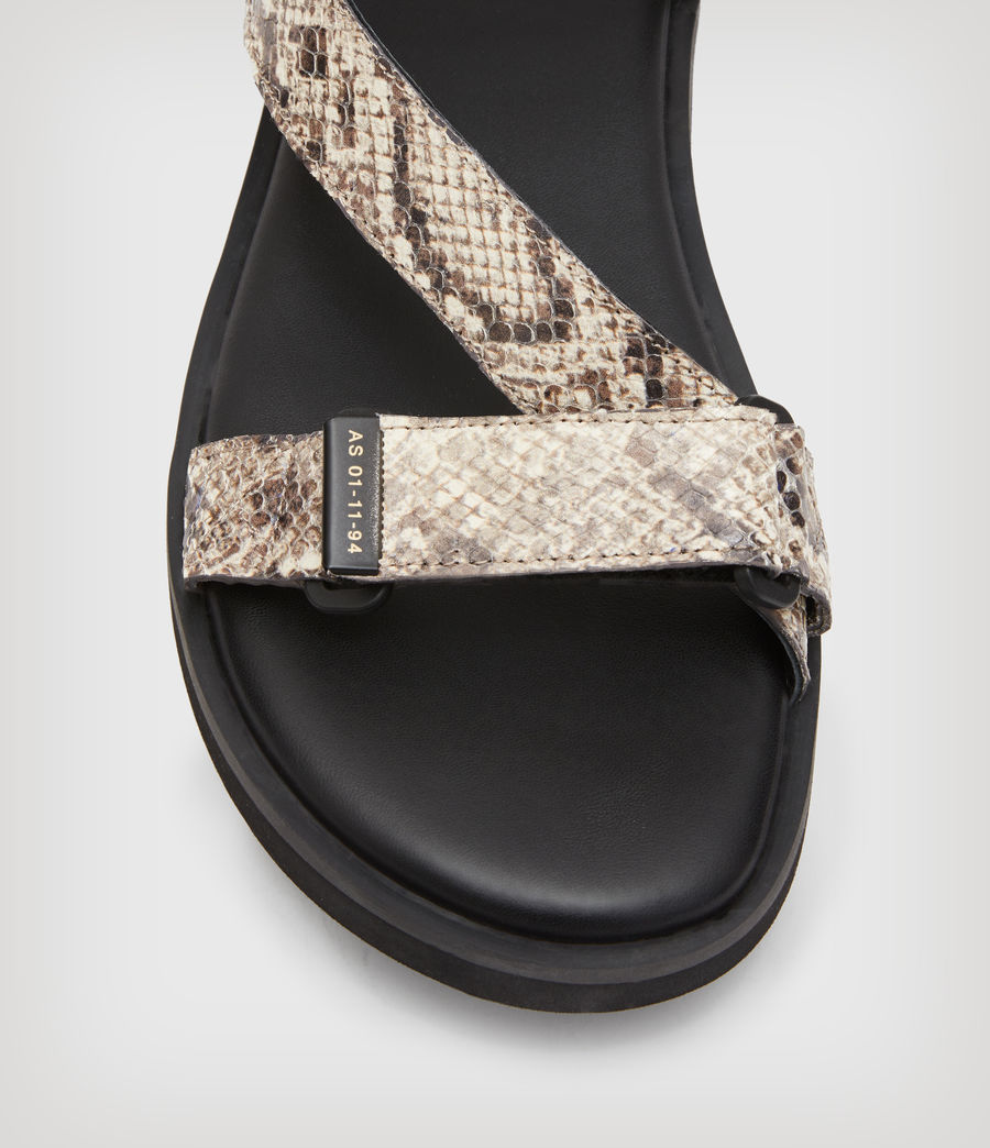 Womens Atlanta Leather Snake Effect Sandals (taupe_grey) - Image 3