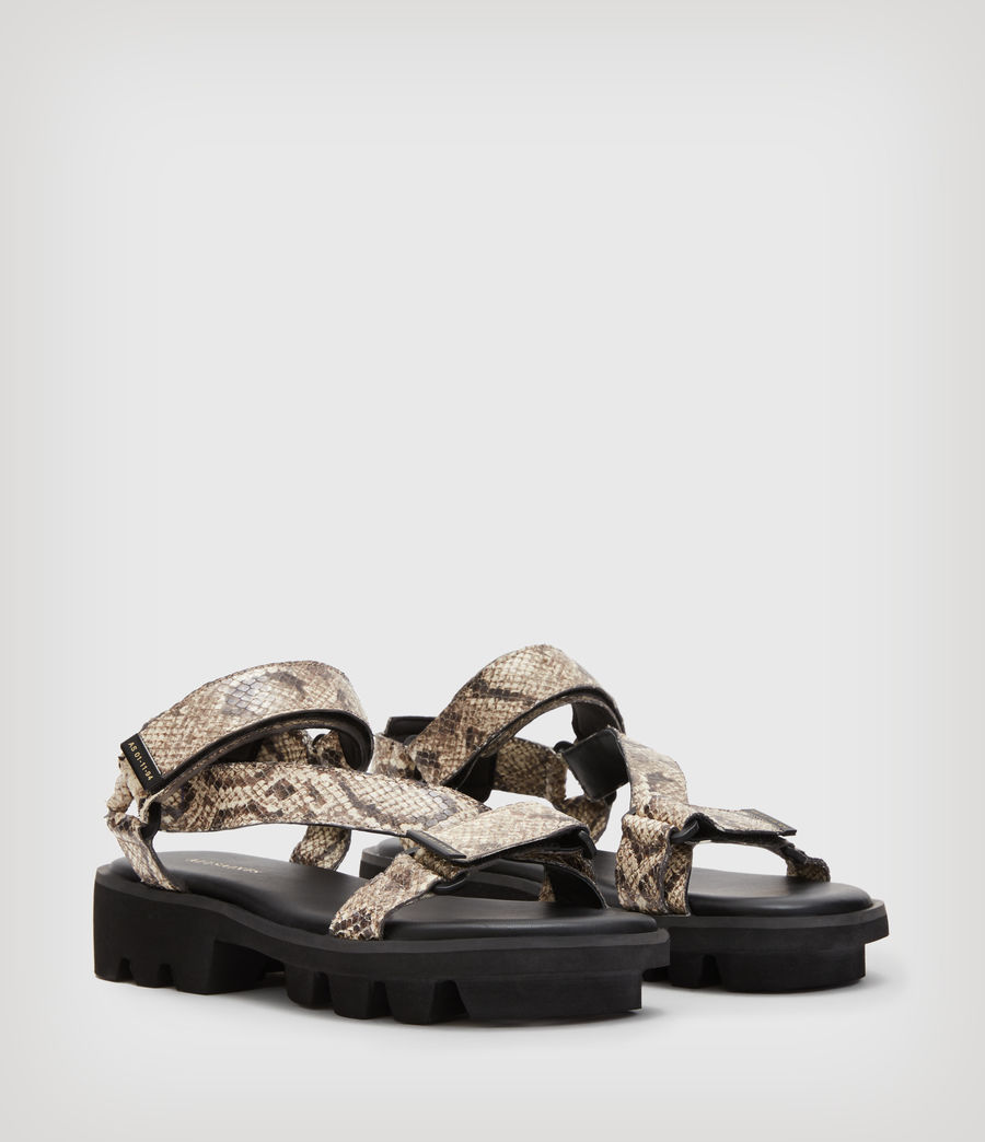Womens Atlanta Leather Snake Effect Sandals (taupe_grey) - Image 5