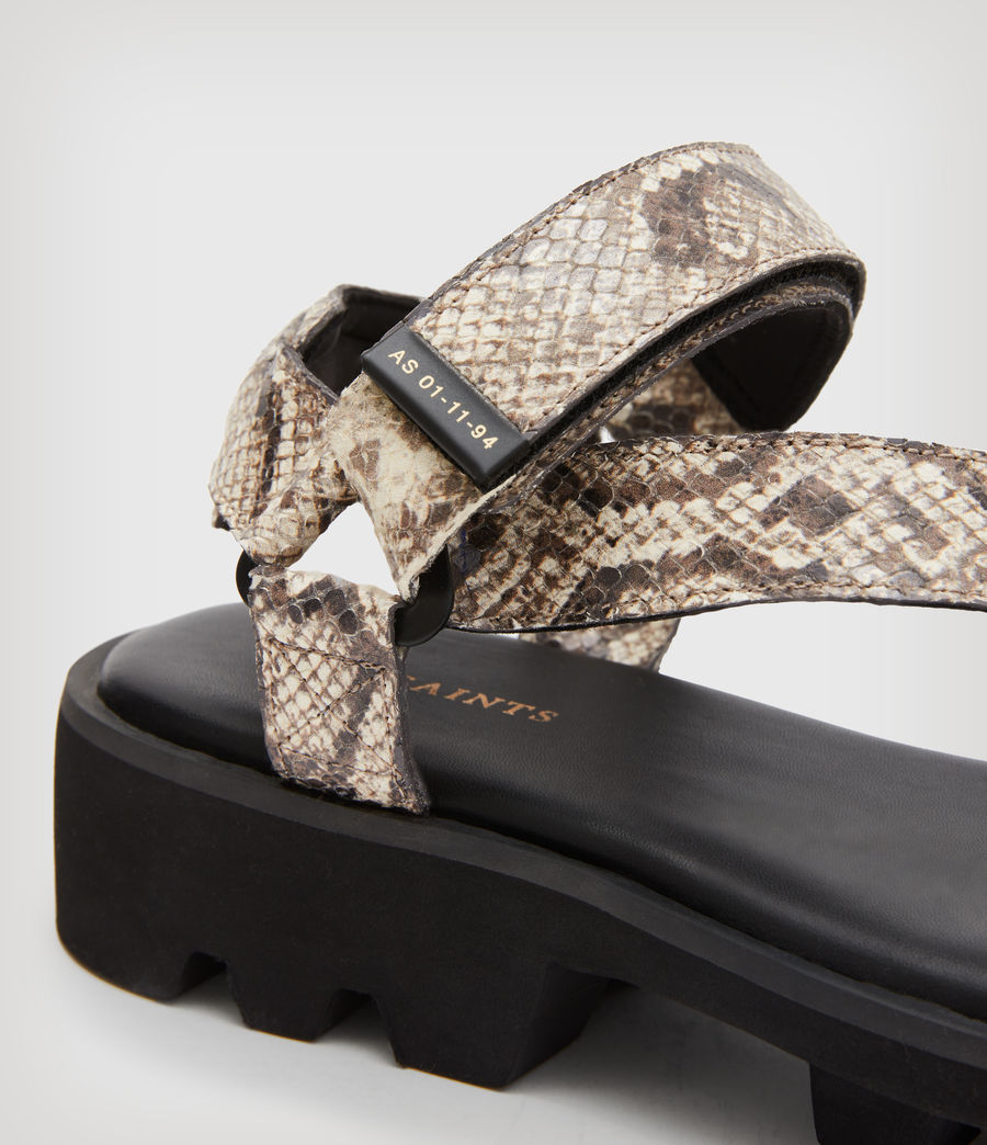 Women's Atlanta Leather Snake Effect Sandals (taupe_grey) - Image 6