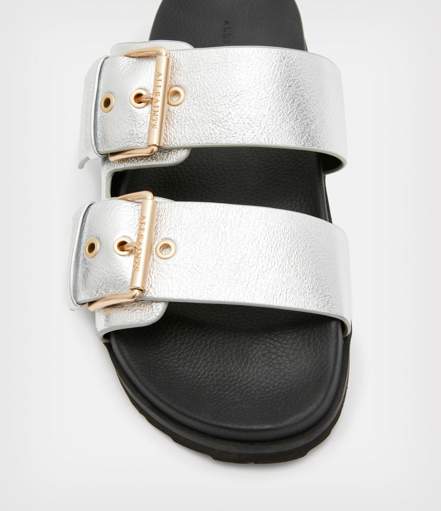 Women's Sian Leather Metallic Sandals (silver) - Image 2