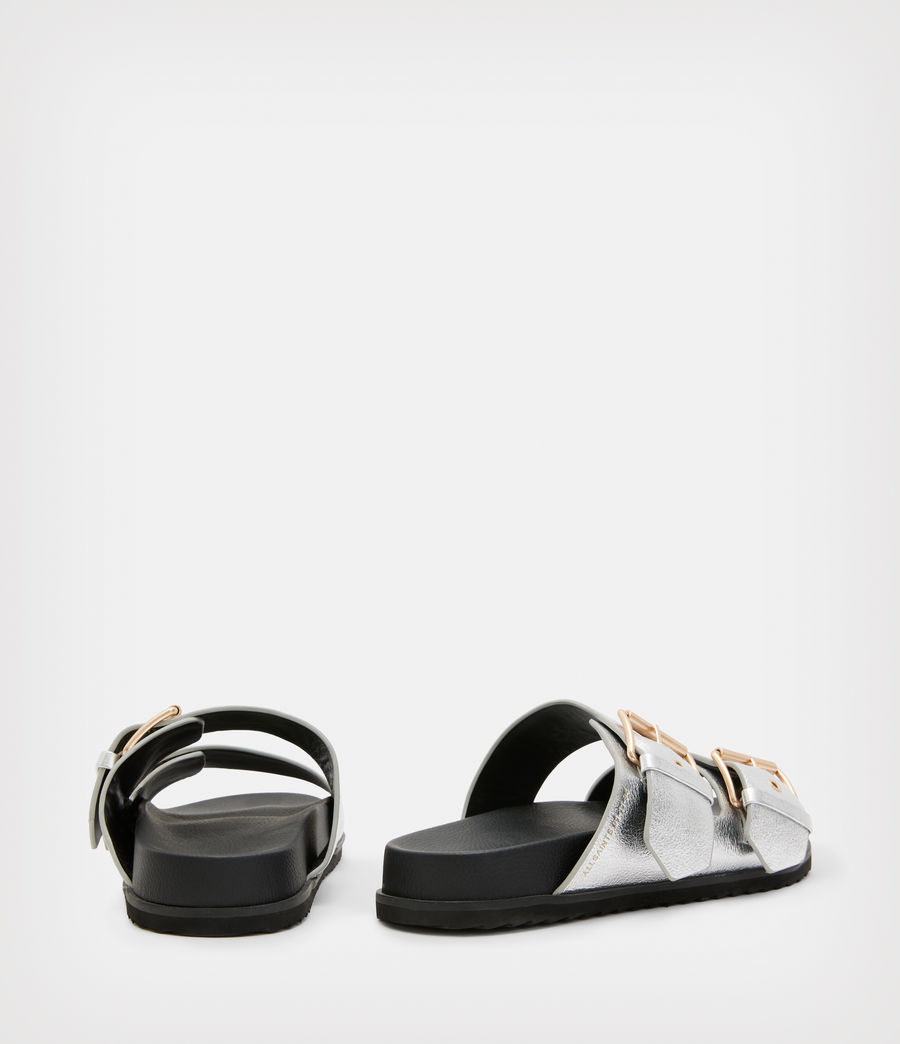 Womens Sian Leather Metallic Sandals (silver) - Image 5