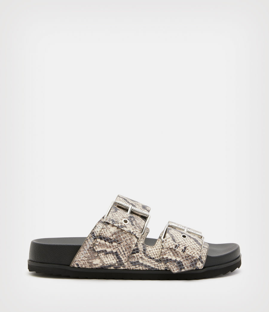 Women's Sian Snake Leather Sandals (taupe_grey) - Image 1