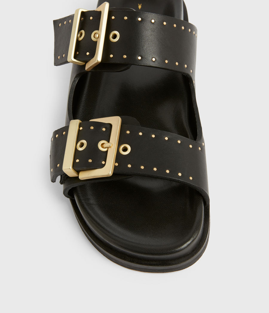 Women's Mae Leather Sandals (black) - Image 3