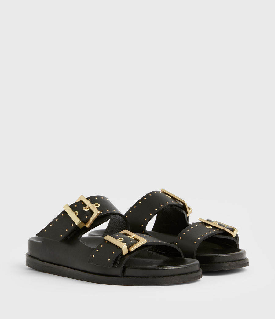 Womens Mae Leather Sandals (black) - Image 4