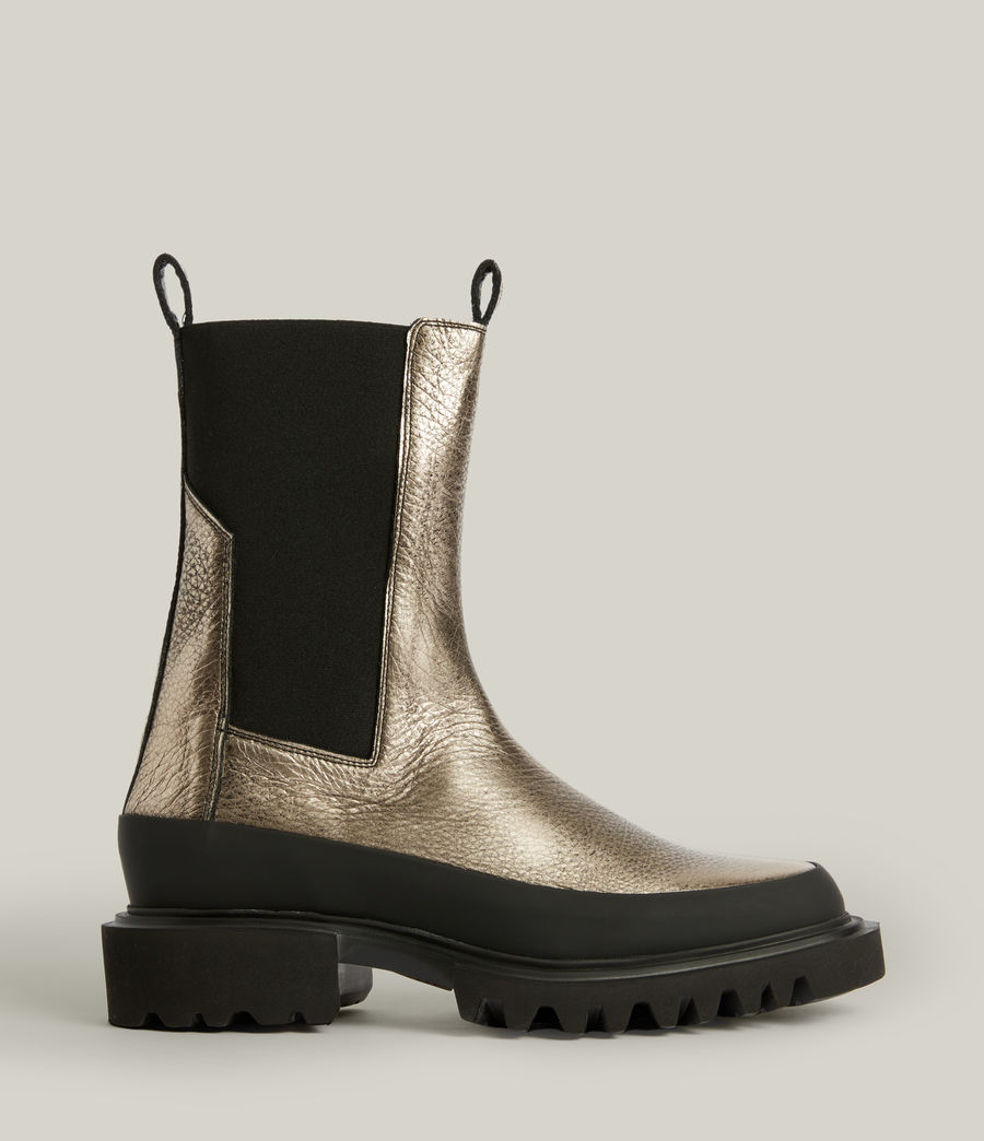 Women's Harlyn Metallic Leather Boots (gunmetal) - Image 1