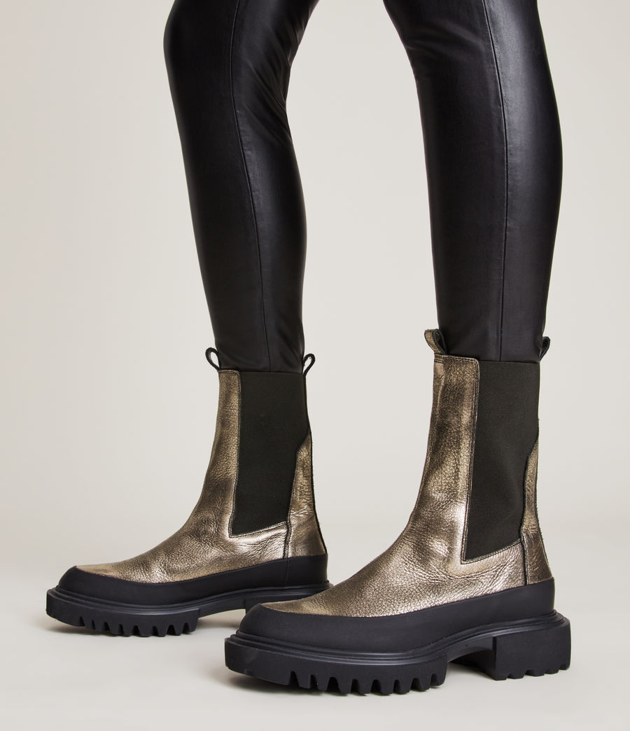 Women's Harlyn Metallic Leather Boots (gunmetal) - Image 2