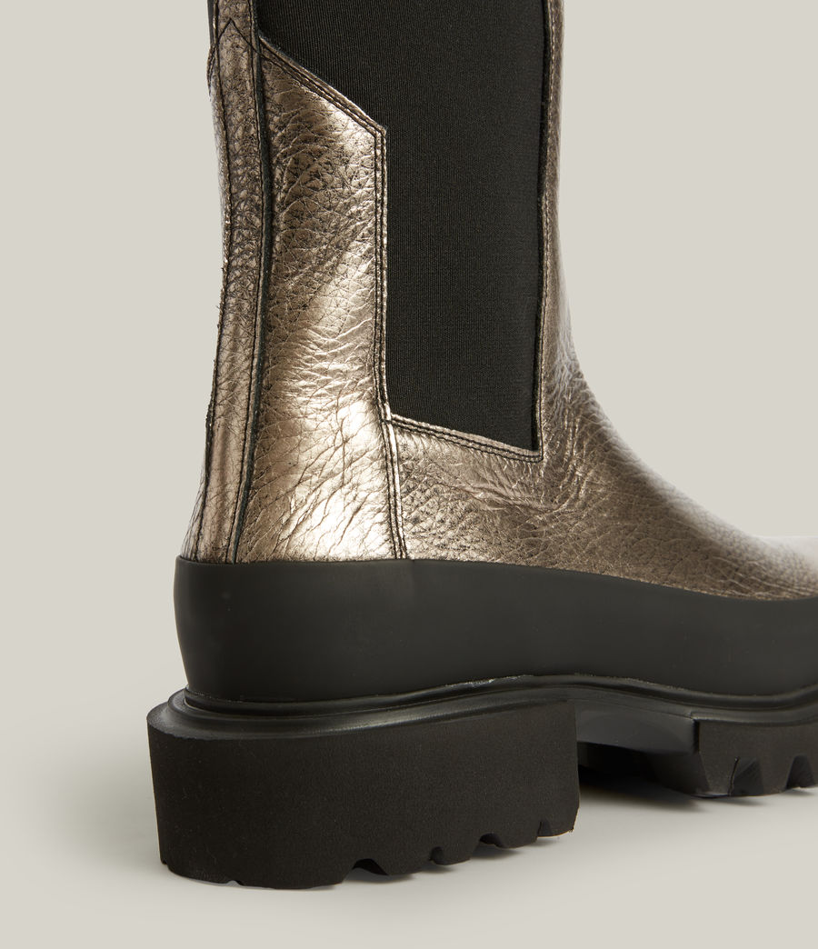 Women's Harlyn Metallic Leather Boots (gunmetal) - Image 6