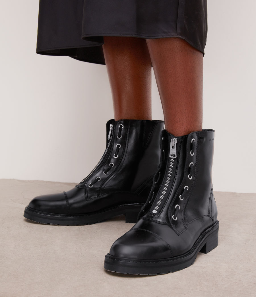 Women's Alaria Leather Boots (black) - Image 4
