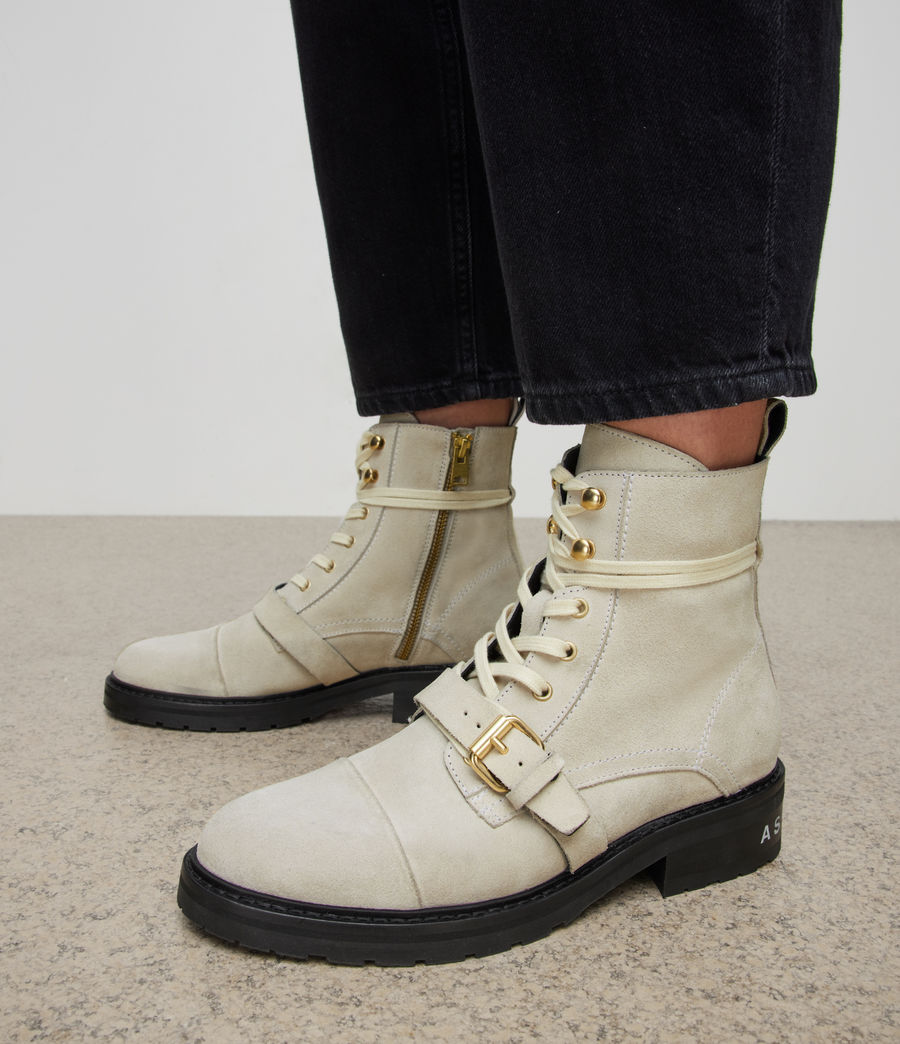 Womens Donita Suede Stamp Boots (stone_white) - Image 2
