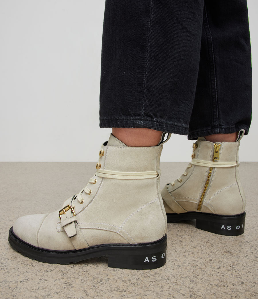Women's Donita Suede Stamp Boots (stone_white) - Image 4