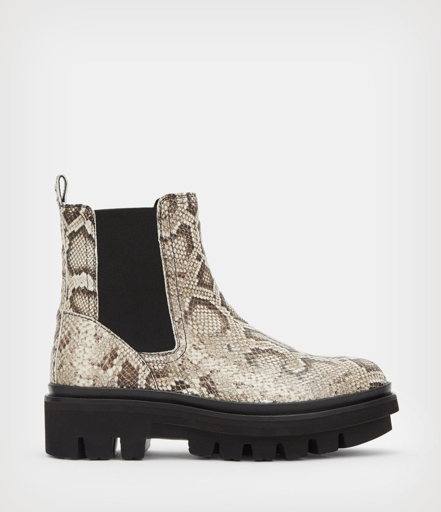 Women's Bea Leather Snake Boots (taupe_grey) - Image 1