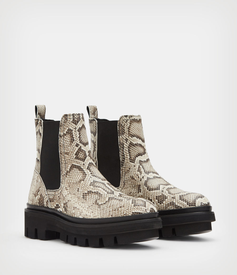 Damen Bea Leather Snake Boots (taupe_grey) - Image 3