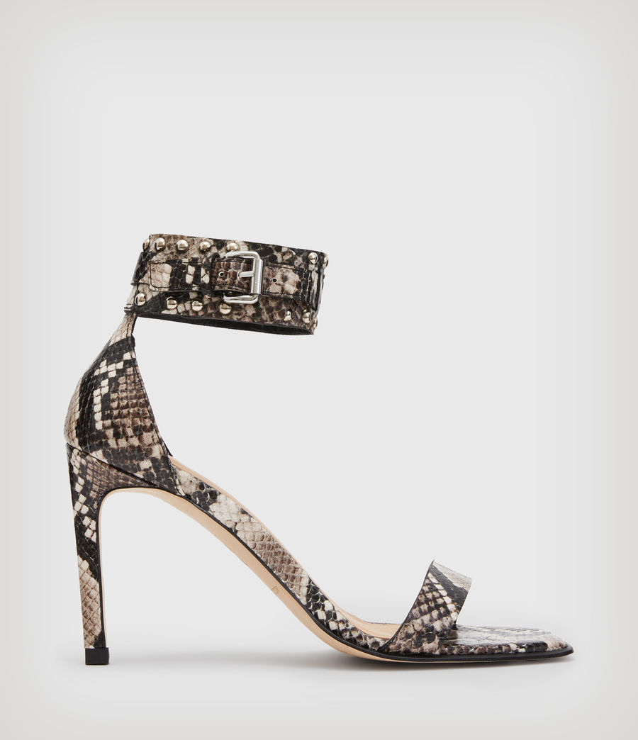 Damen Alma Snake Leather Sandals (taupe_grey) - Image 1