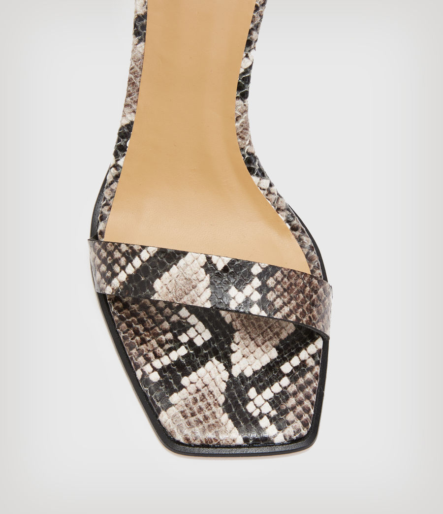 Womens Alma Snake Leather Sandals (taupe_grey) - Image 3