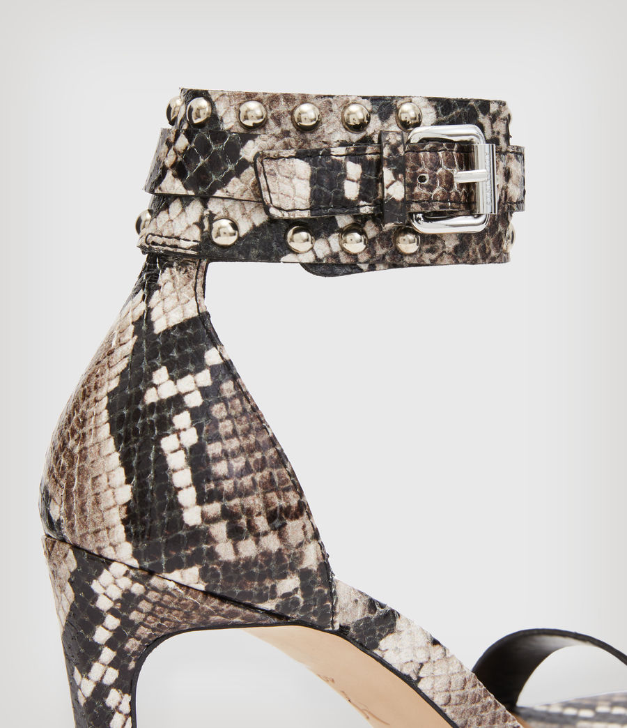 Women's Alma Snake Leather Sandals (taupe_grey) - Image 5