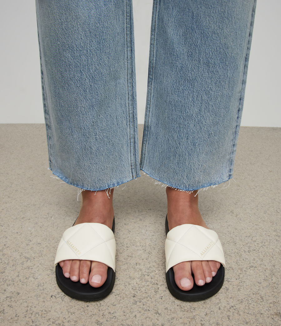 Womens Bell Leather Slides (cream_white) - Image 1