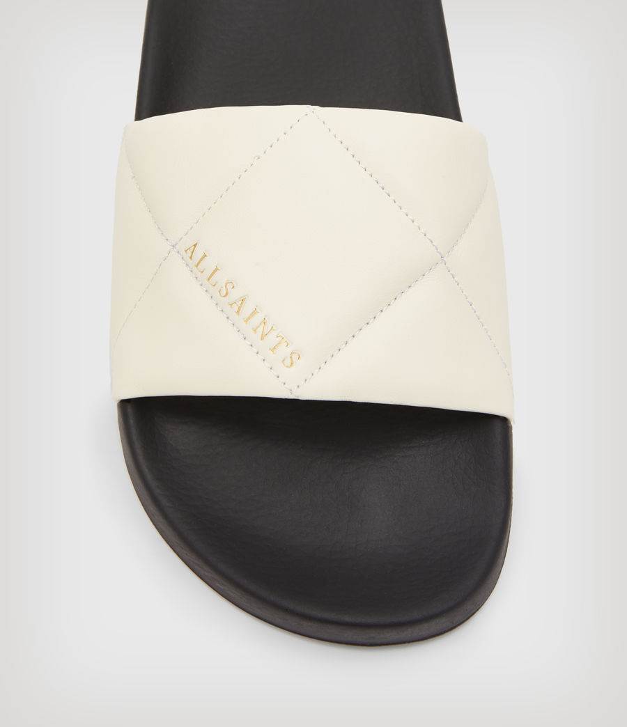 Womens Bell Leather Slides (cream_white) - Image 3