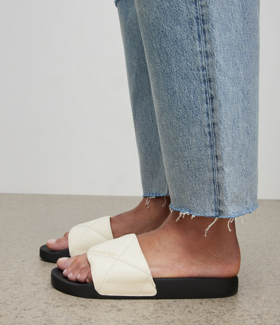 Womens Bell Leather Slides (cream_white) - Image 4