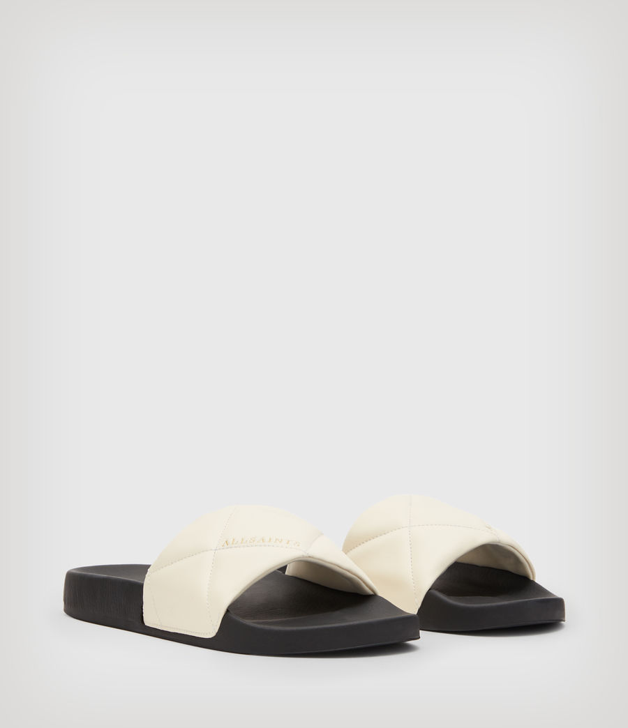 Womens Bell Leather Slides (cream_white) - Image 5