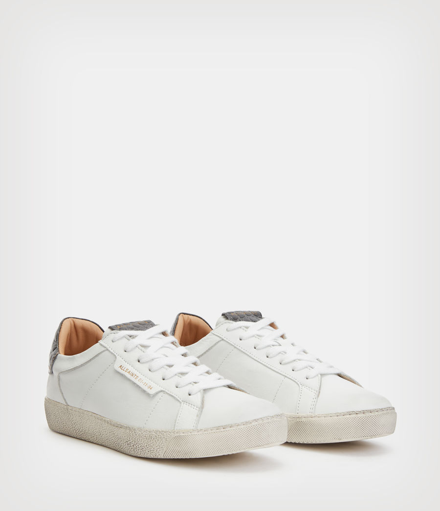 Women's Sheer Leather Low Top Trainers (white_grey) - Image 3