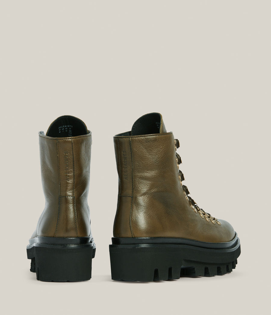 Womens Wanda Leather Boots (khaki_green) - Image 8