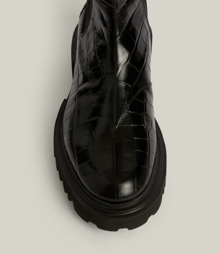 Women's Maeve Leather Crocodile Boots (black) - Image 3