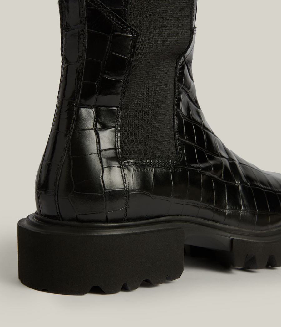 Womens Maeve Leather Crocodile Boots (black) - Image 6