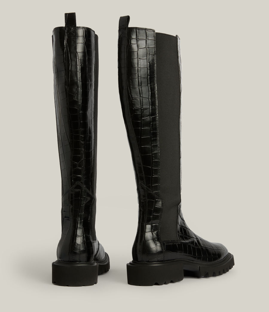 Women's Maeve Leather Crocodile Boots (black) - Image 7