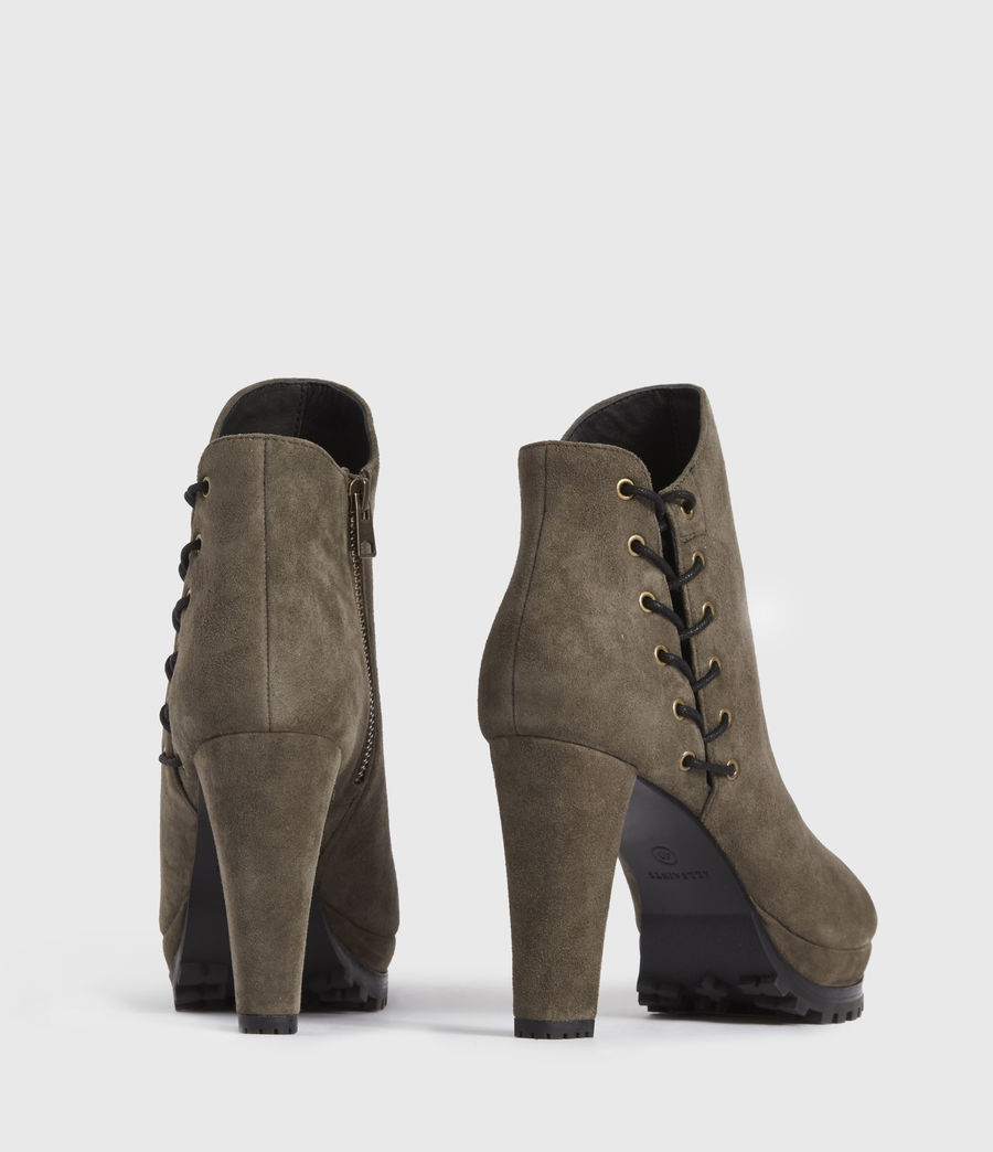 khaki suede boots women's