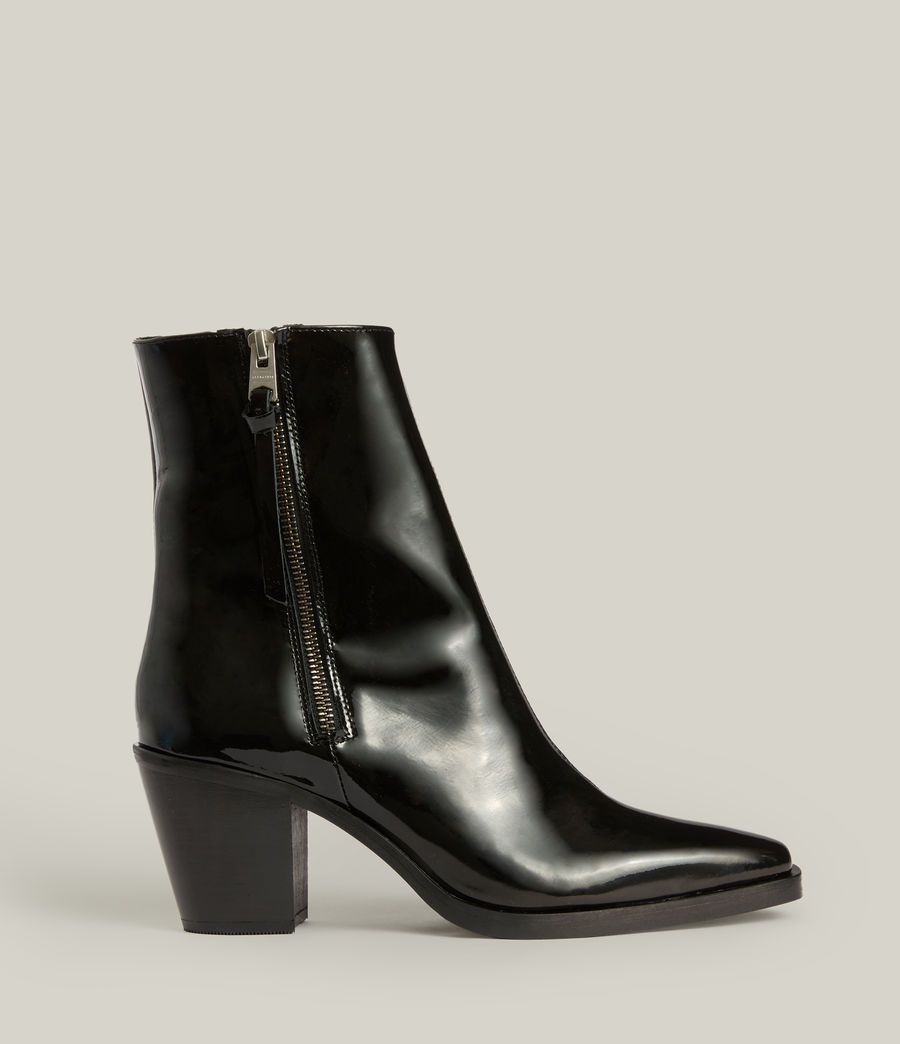 Women's Cohen Leather Patent Boots (black) - Image 1