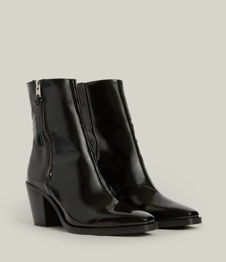 Women's Cohen Leather Patent Boots (black) - Image 3