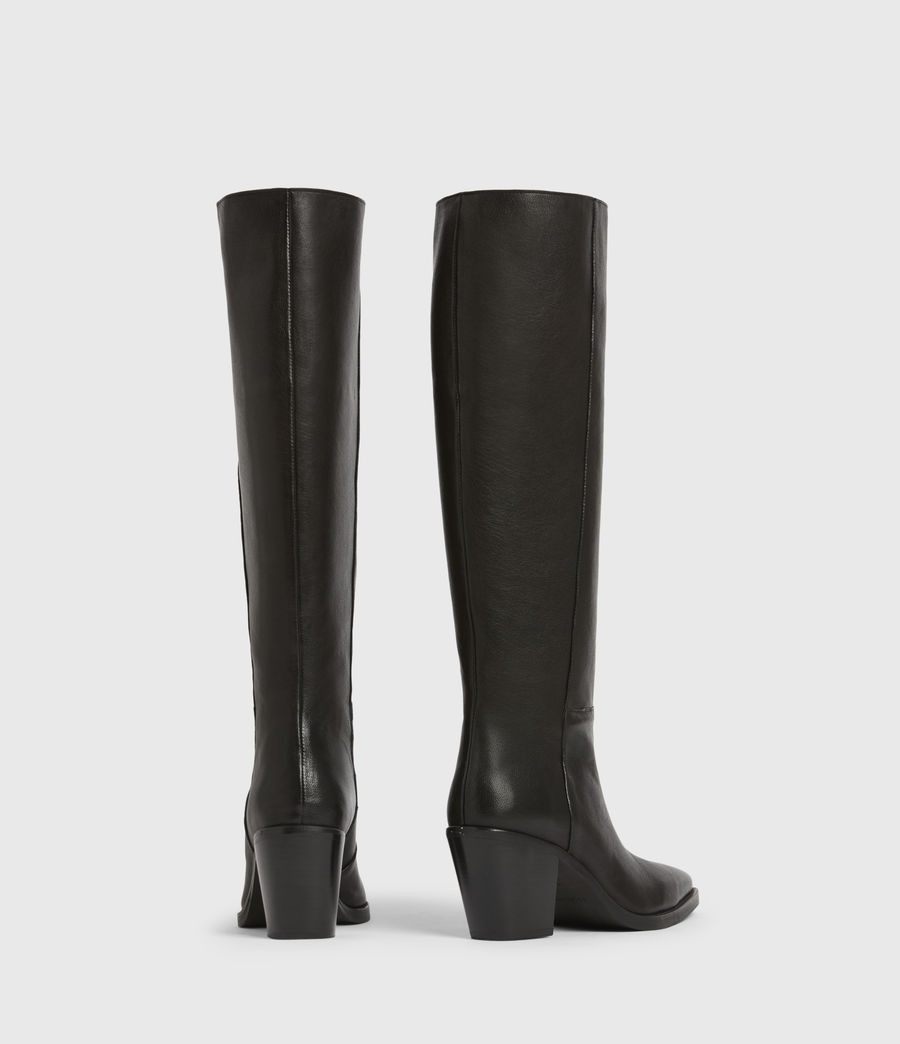 ALLSAINTS US: Womens Cohen Knee High Leather Boots (black)