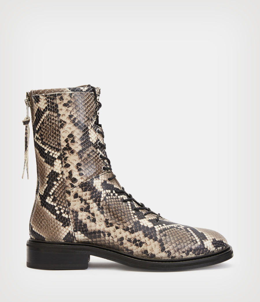 Damen Misty Leather Snake Effect Boots (snake_grey) - Image 1