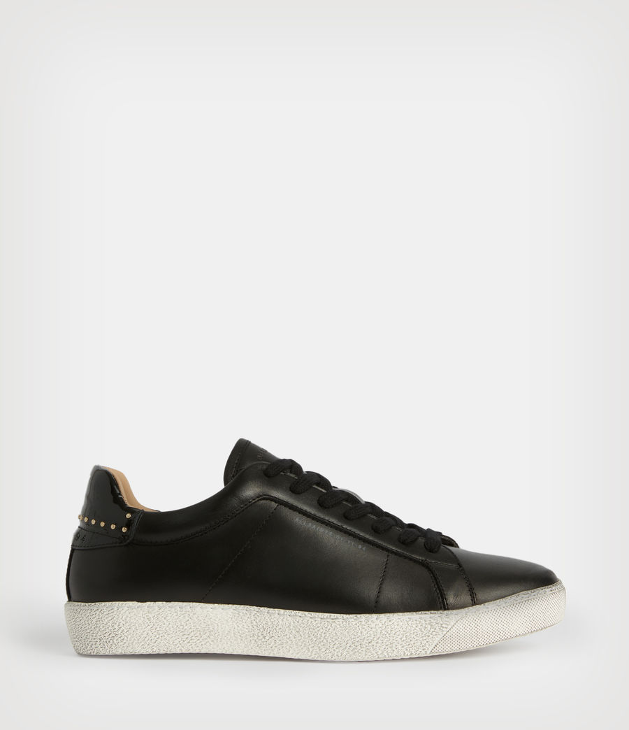 Women's Sheer Studded Leather Trainers (black) - Image 1
