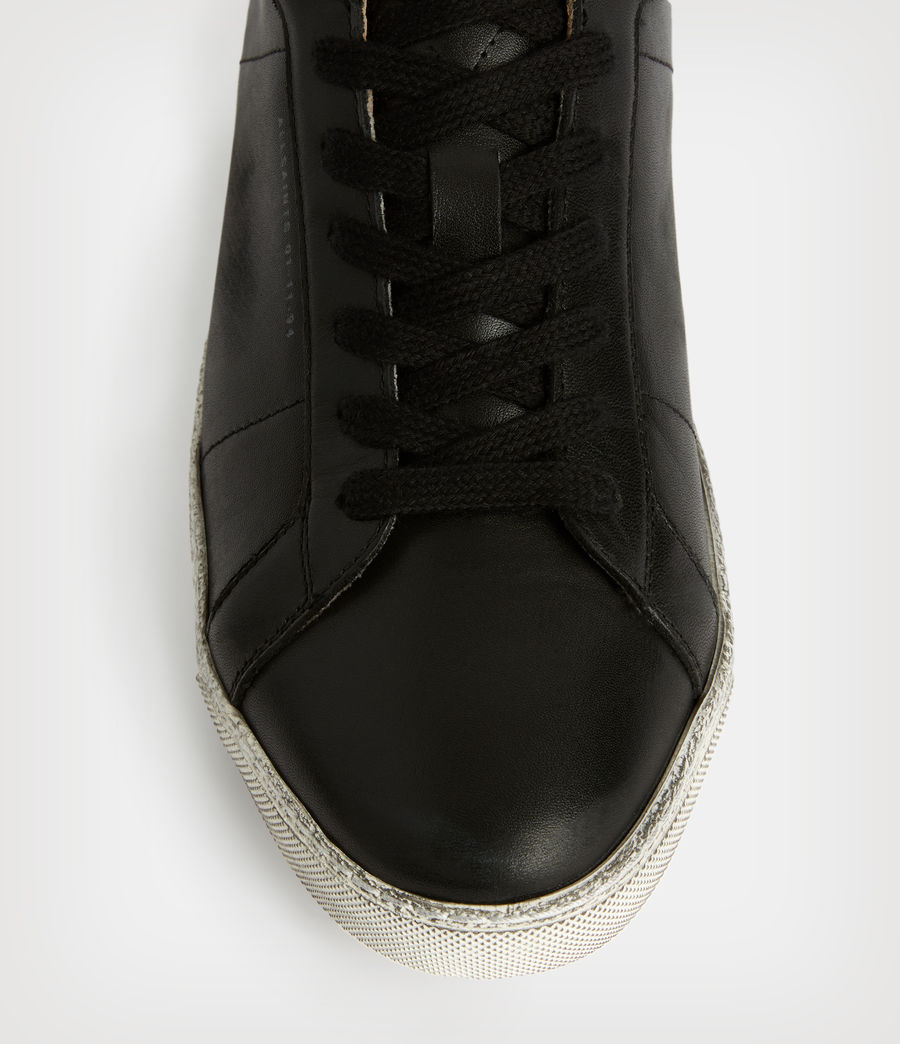 Women's Sheer Studded Leather Trainers (black) - Image 2
