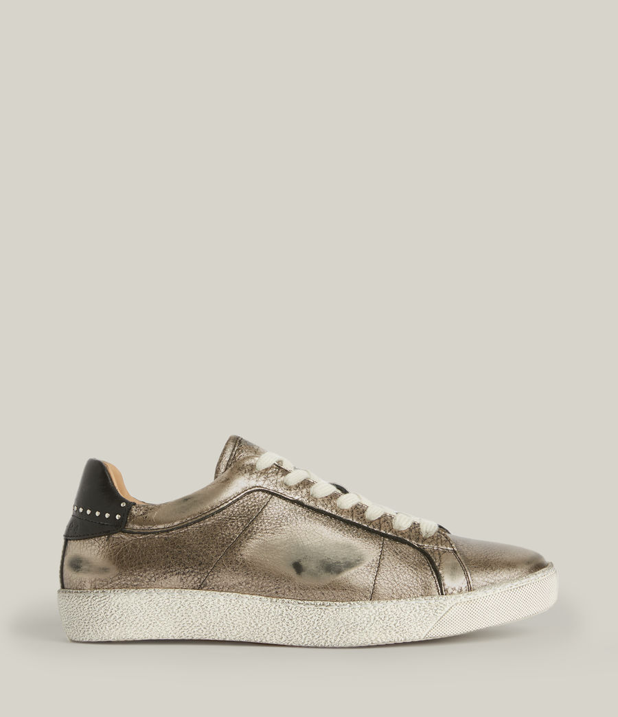 Women's Sheer Studded Leather Trainers (gunmetal) - Image 1