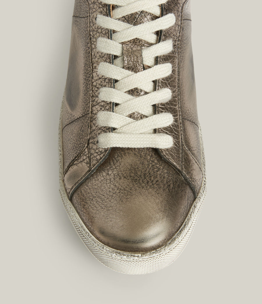 Women's Sheer Studded Leather Trainers (gunmetal) - Image 3