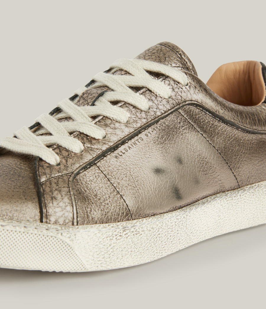 Women's Sheer Studded Leather Trainers (gunmetal) - Image 5