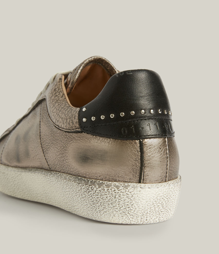 Women's Sheer Studded Leather Trainers (gunmetal) - Image 6