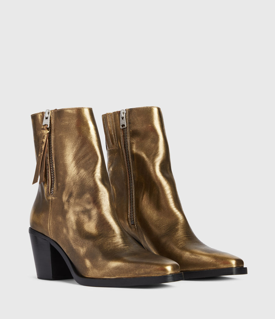 gold leather boots womens